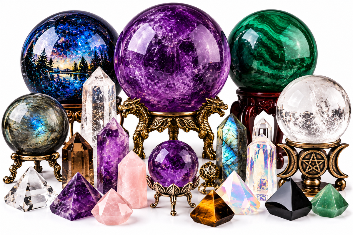 Gazing Balls, Faceted Crystals, & Stands